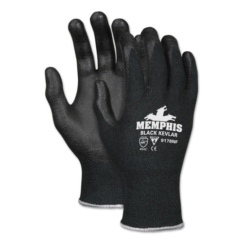 Mcr Safety Kevlar Gloves 9178Nf, Kevlar/Nitrile Foam, Black, Large