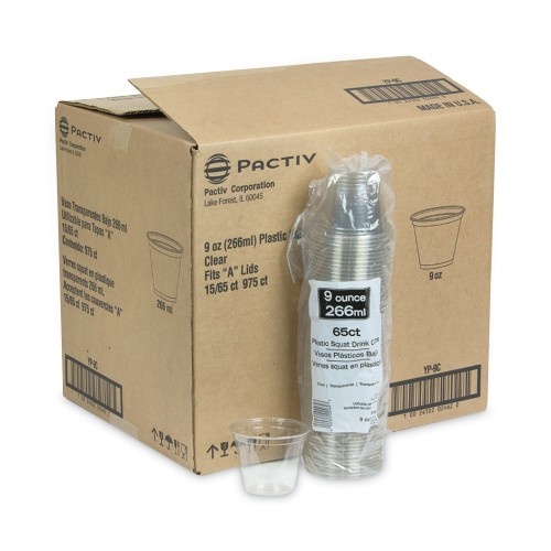Pactiv Earthchoice Recycled Clear Plastic Cold Cups, 9 Oz, Clear, 975/Carton