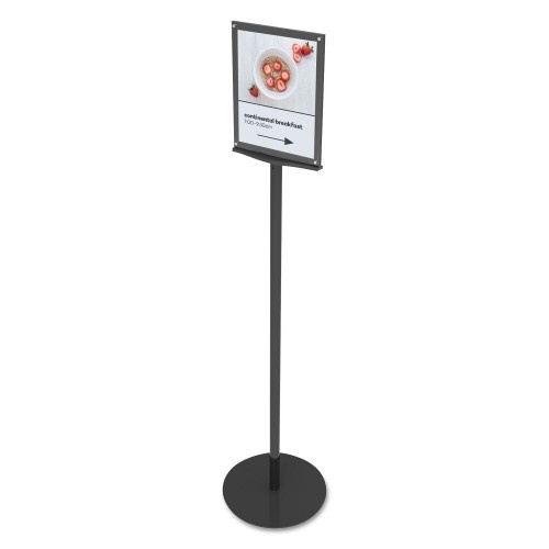Deflecto Double-Sided Magnetic Sign Display, 8 1/2 X 11 Insert, 56" Tall, Clear/Black