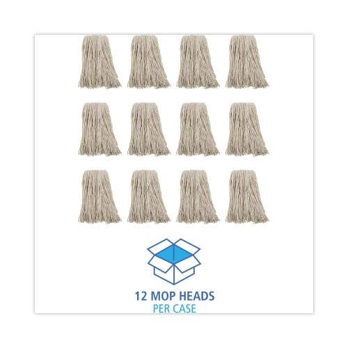 Boardwalk Premium Cut-End Wet Mop Heads, Cotton, 16Oz, White, 12/Carton