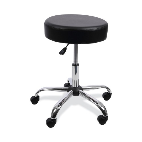 Alera Height Adjustable Lab Stool, 24.38" Seat Height, Supports Up To 275 Lbs., Black Seat/Black Back, Chrome Base