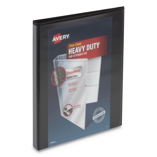 Avery Heavy-Duty View Binder With Durahinge And One Touch Slant Rings, 3 Rings, 0.5" Capacity, 11 X 8.5, Black