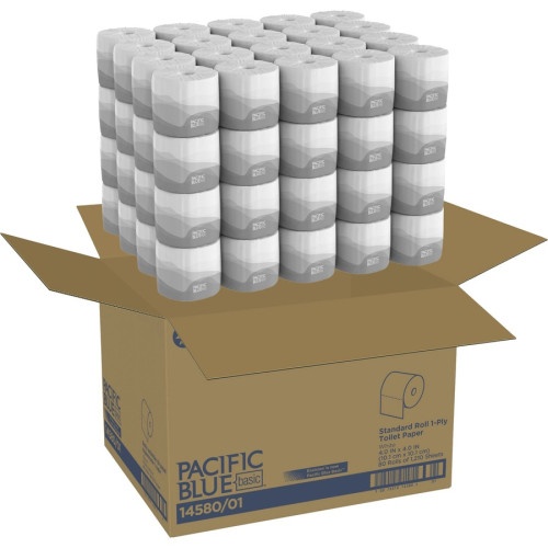 Georgia Pacific Professional Pacific Blue Basic Bathroom Tissue, Septic Safe, 1-Ply, White, 1,210 Sheets/Roll, 80 Rolls/Carton