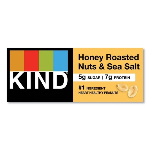 Kind Nuts And Spices Bar, Honey Roasted Nuts/Sea Salt, 1.4 Oz Bar, 12/Box