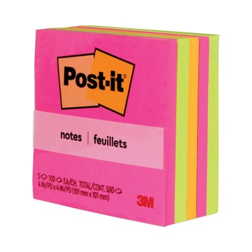 Post-It Original Pads In Poptimistic Collection Colors, 4" X 4", 100 Sheets/Pad, 5 Pads/Pack