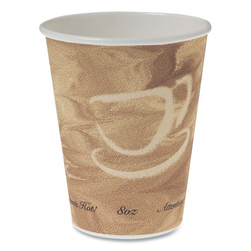 Solo Mistique Polycoated Hot Paper Cups, 8 Oz, Printed, Brown, 50/ Sleeve, 20 Sleeves/Carton