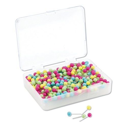 U Brands Map Push Pins, Plastic, Assorted, 0.5", 300/Pack