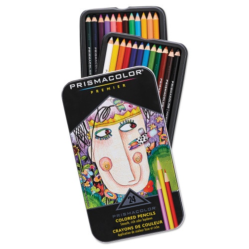 Prismacolor Premier Colored Pencil 2B (#1) Assorted Lead/Barrel Colors - 24/Pack