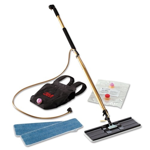 3M Easy Shine Applicator Kit - 18" Wide White Microfiber Head, 43" to 63" Gold/Black Aluminum Handle