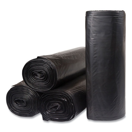 Inteplast Group Low-Density Commercial Can Liners, 45 Gal, 1.2 Mil, Black - 10 Bags/Roll, 10 Rolls/Carton