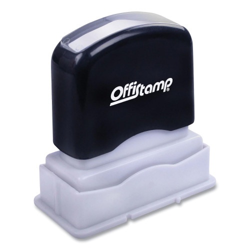 Offistamp Pre-Inked Message Stamp With Blank Date Box - ENTERED, 1.63" X 0.38", Red Ink