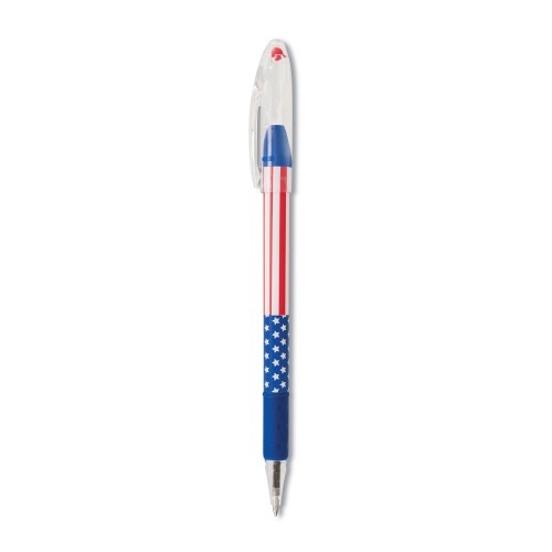 Pentel R.S.V.P. Stars And Stripes Ballpoint Pen, Stick, Fine 0.7 Mm, Black Ink, Red/White/Blue Barrel, 5/Pack