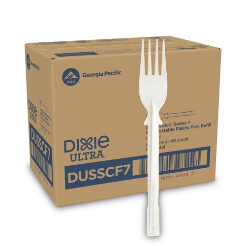 Dixie SmartStock Tri-Tower Dispensing System Cutlery Fork, Natural, 40/Pack, 24 Packs/Carton