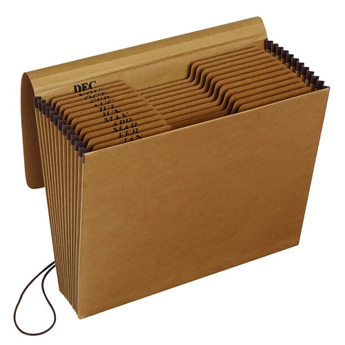 Pendaflex Kraft Indexed Expanding File, 12 Sections, Elastic Cord Closure, Letter Size, Brown