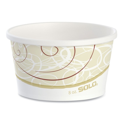 Solo Flexstyle Double Poly Paper Containers, 8 Oz, Symphony Design, Paper, 25/Pack, 20 Packs/Carton