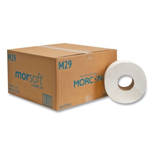 Morcon Jumbo Bath Tissue, Septic Safe, 2-Ply, White, 3.3" x 700 Ft, 12 Rolls/Carton