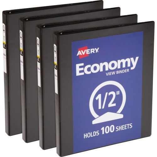 Avery Economy View Binder - Black, 1/2" Capacity, 3-Ring