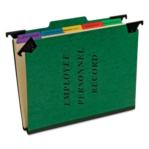 Pendaflex Hanging-Style Personnel Folders with 5 Dividers and 1/3-Cut Exterior Tabs, Green