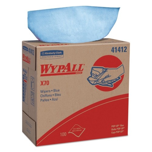 Wypall X70 Cloths, Pop-Up Box, 9.13 X 16.8, Blue, 100/Box, 10 Boxes/Carton