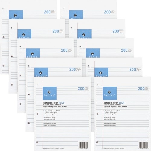 Sparco Notebook Filler Paper - Letter - 200 Sheets