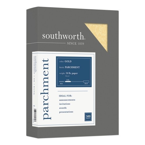 Southworth Parchment Specialty Paper, 24 Lb Bond Weight, 8.5 X 11, Gold, 500/Ream