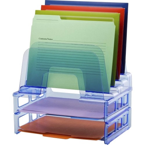 Officemate Blue Glacier Large Incline Sorter with 2 Letter Trays