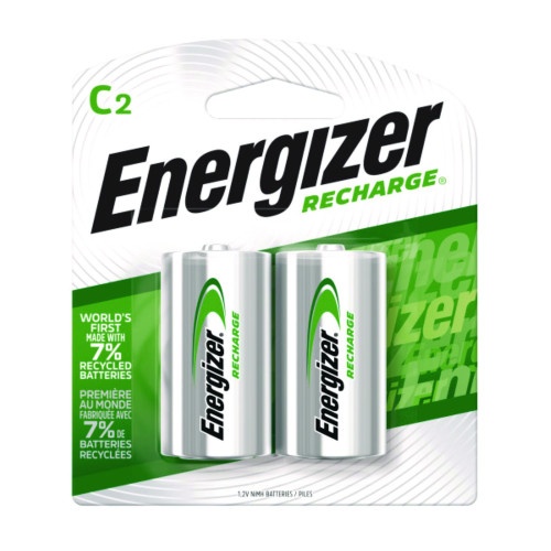 Energizer NiMH Rechargeable C Batteries, 1.2 V, 2/Pack