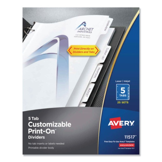 Avery Customizable Print-On Dividers
