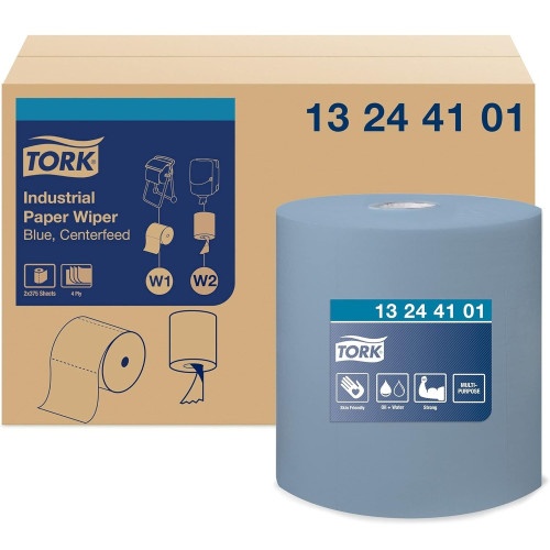Tork Industrial Paper Wiper, 4-Ply, 11 x 15.75, Unscented, Blue