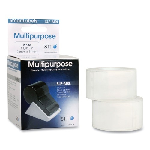 Seiko Slp-Mrl Self-Adhesive Multipurpose Labels, 1.12" x 2", White, 220 Labels/Roll, 2 Rolls/Box