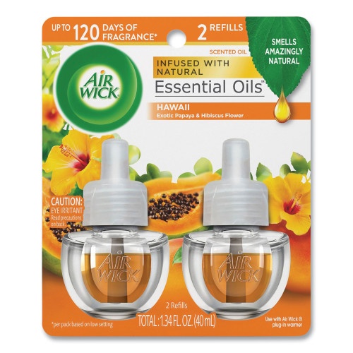 Air Wick Scented Oil Twin Refill, Hawai'i Exotic Papaya/Hibiscus Flower, 0.67 Oz