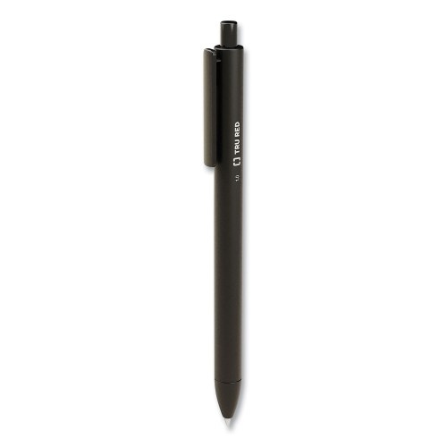 Tru Red Quick Dry Gel Pen, Retractable, Bold 1 mm, Black Ink, Black Barrel, 5/Pack