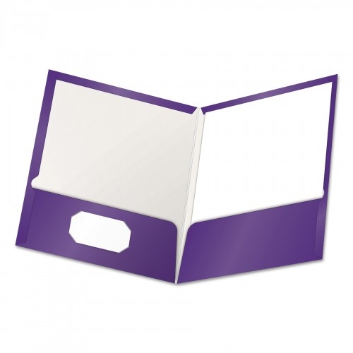 Oxford High Gloss Laminated Paperboard Folder, 100-Sheet Capacity, 11 x 8.5, Purple, 25/Box