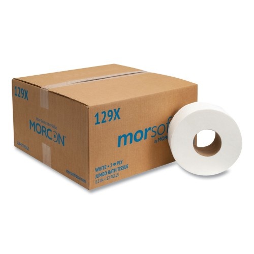 Morcon Paper Jumbo Bath Tissue, Septic Safe, 2-Ply, White, 3.3 x 500 ft, 12/Carton