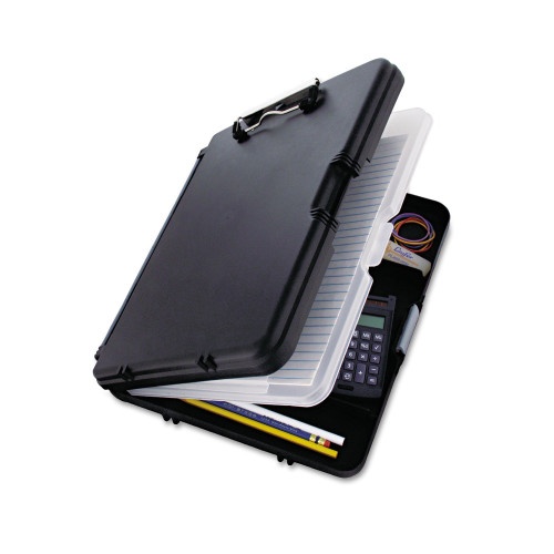 Saunders Workmate II Storage Clipboard - 0.5" Clip Capacity, Holds 8.5 x 11 Sheets, Black/Charcoal