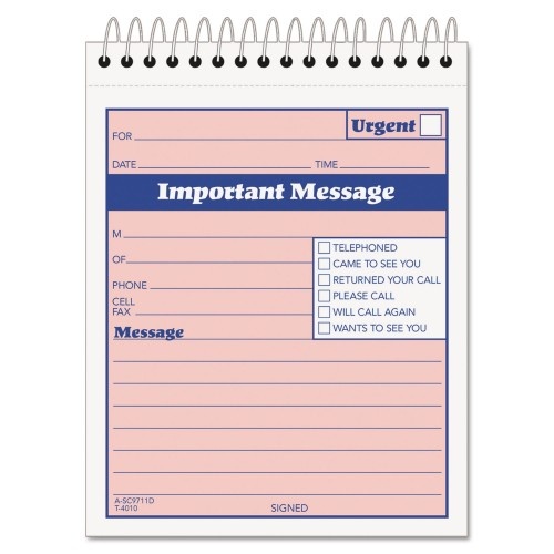 TOPS Telephone Message Book with Fax/Mobile Section