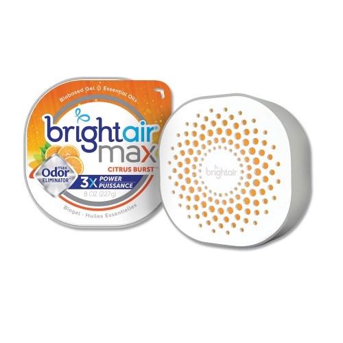 Bright Air Max Odor Eliminator Air Freshener - Citrus Burst, 8 Oz Jar, 6/Carton
