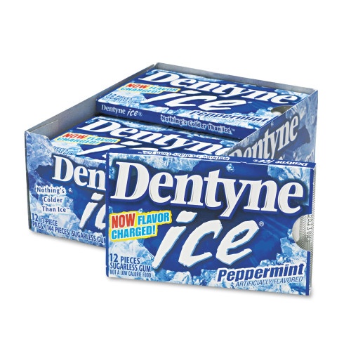 Dentyne Sugarless Gum, Peppermint Flavor,16 Pieces/Pack, 9 Packs/Box
