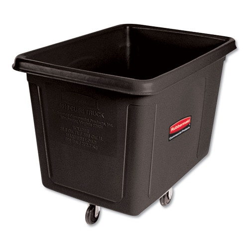 Rubbermaid Commercial Cube Truck, 149 Gal, 600 Lb Capacity, Plastic, Black