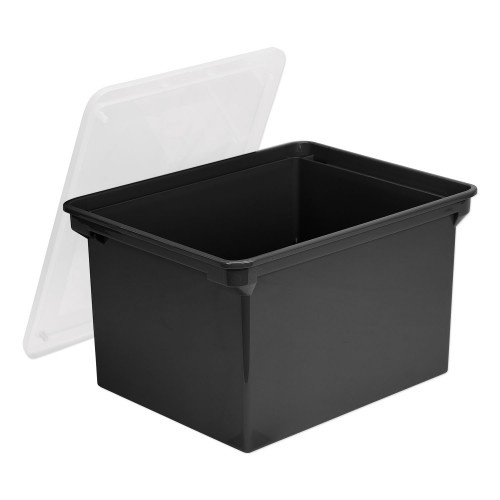 Storex Plastic File Tote - Letter/Legal Files, 18.5" x 14.25" x 10.88", Black/Clear