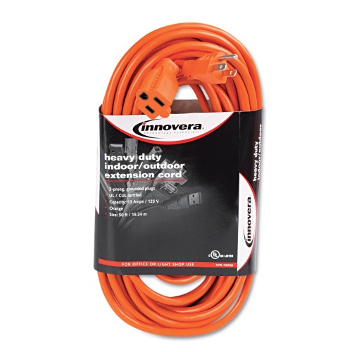 Innovera Indoor/Outdoor Extension Cord, 50 Ft, 13 A, Orange