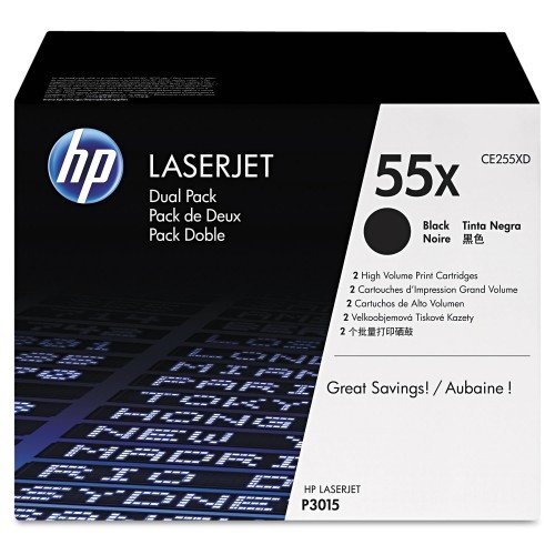 HP 55X (CE255X-D) 2-Pack High-Yield Black Original Laserjet Toner Cartridges
