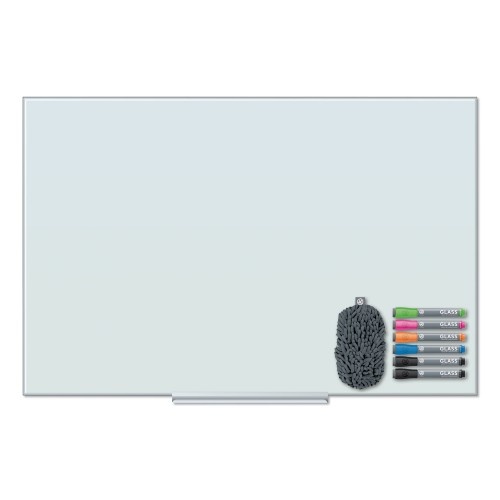 U Brands Floating Glass Dry Erase Board, 47 X 35, White