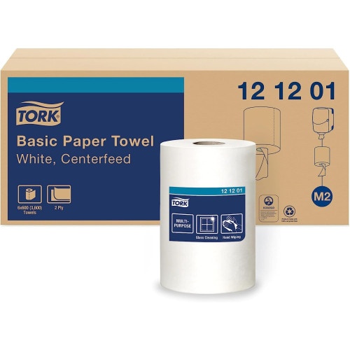 Tork Advanced Centerfeed Hand Towel, 2-Ply, 9 x 11.8, White, 600/Roll, 6/Carton