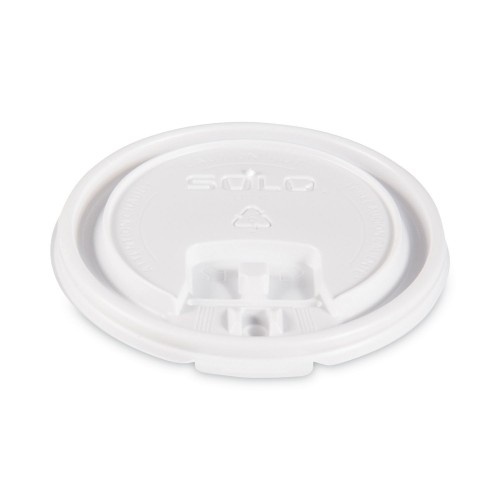 Solo Lift Back and Lock Tab Lids for Paper Cups - White, 100/Sleeve, 10 Sleeves/Carton