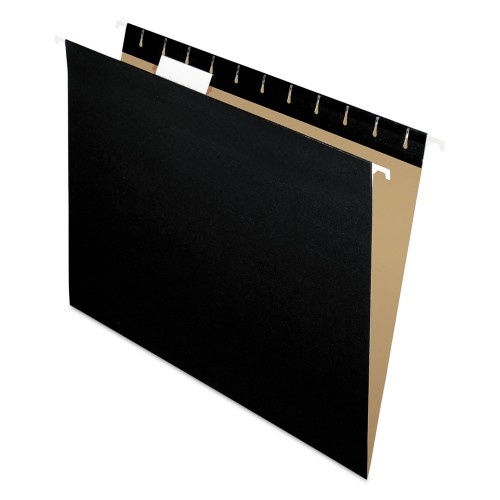Pendaflex Colored Hanging Folders, Letter Size, 1/5-Cut Tabs, Black, 25/Box