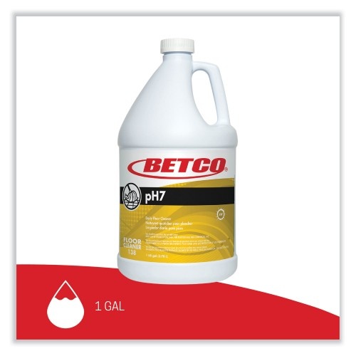 Betco pH7 Floor Cleaner, Lemon Scent, 1 Gal Bottle, 4/Carton
