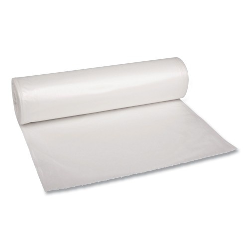 Boardwalk Recycled Low-Density Polyethylene Can Liners, 60 Gal, 1.1 Mil, 38" X 58", Clear, Perforated, 10 Bags/Roll, 10 Rolls/Carton