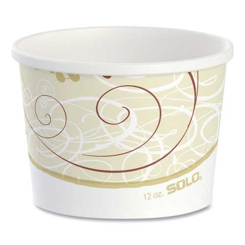Solo Double Poly Paper Food Containers, 12 Oz, 3.6 Diameter x 3.3 H, Symphony Design, 25/Pack, 20 Packs/Carton