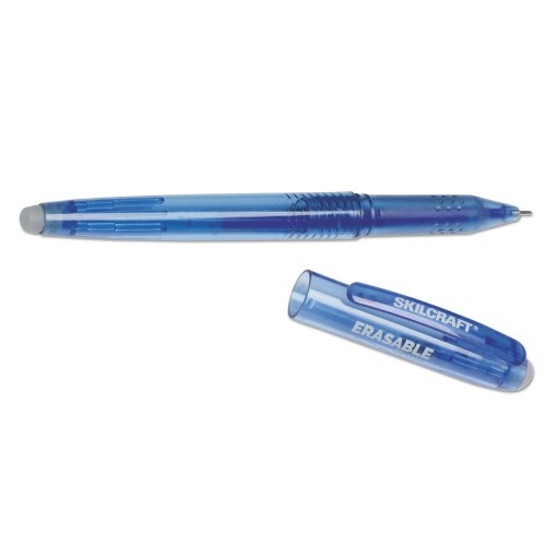 AbilityOne 752001 SKILCRAFT Erasable Re-Write Gel Pen, Blue Ink, Medium 0.7 mm, Dozen